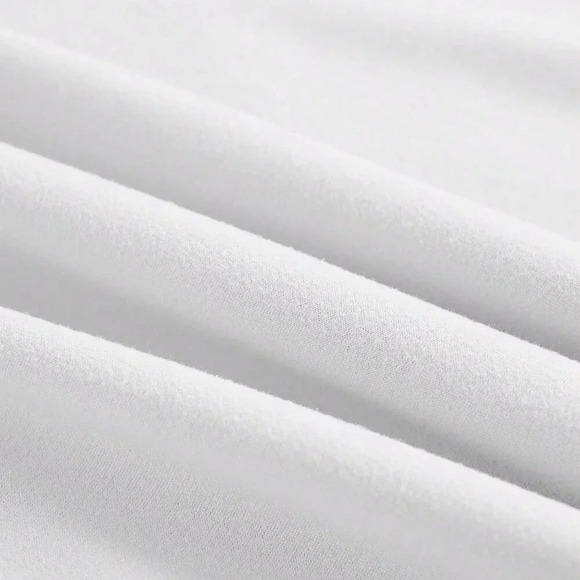 White Casual Women's Letter Print Round Neck Short Sleeve Casual Top - Picture 3 of 4